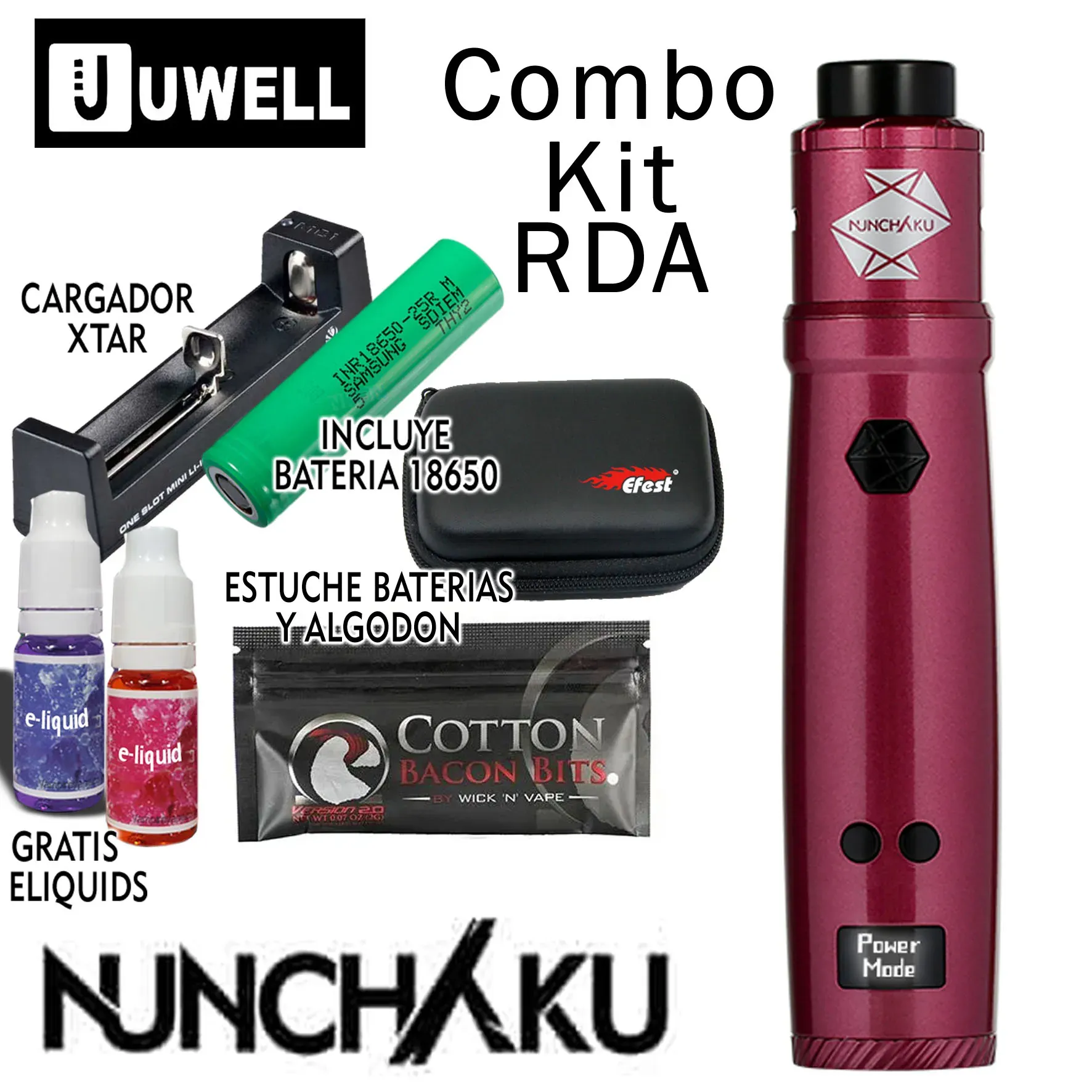 Nunchaku Rda COMBO PACK Kit de Vapeo (Rojo) de UWELL