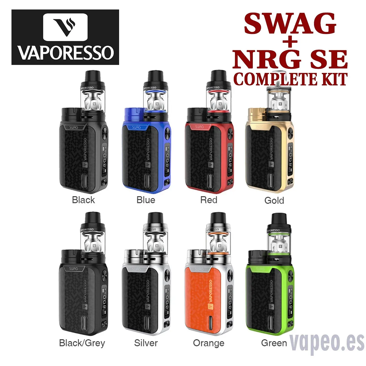 SWAG 80W + NRG COMPLETE KIT GOLD VAPORESSO - Imagen 2