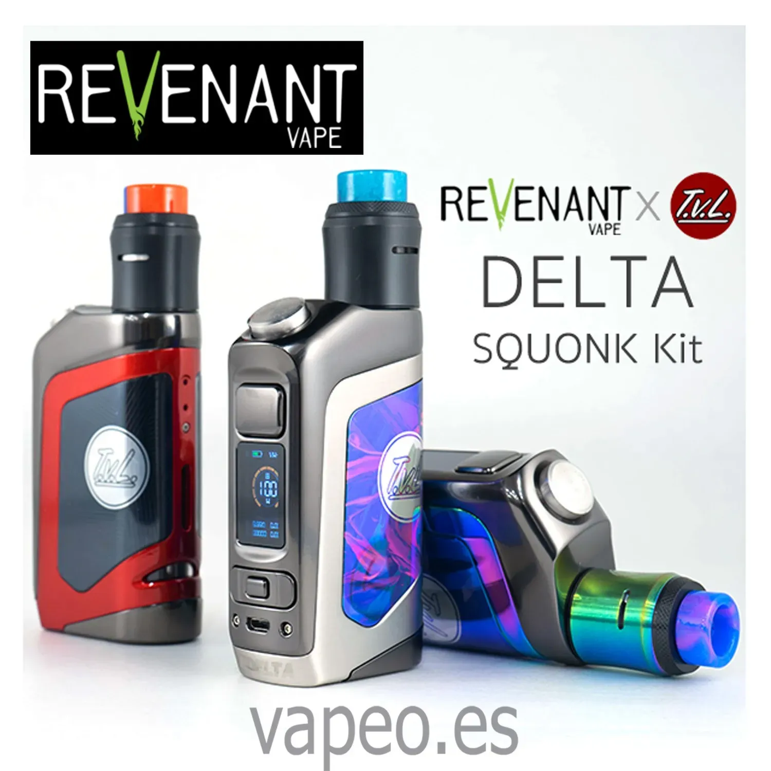 Delta Squonk Revenant vape. Kit de vapeo Color ROJO