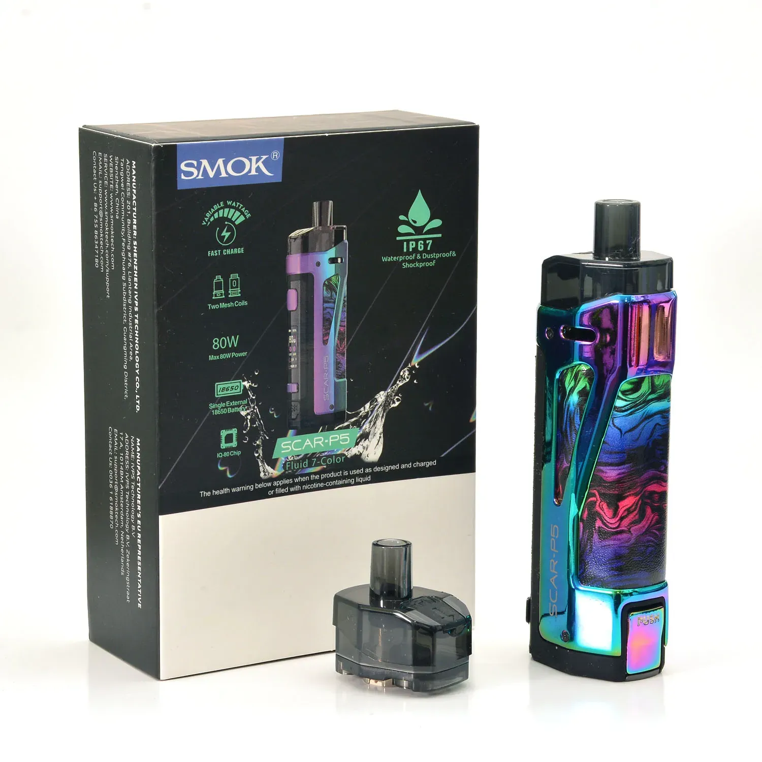 Pod SCAR P5 80W kit de vapeo con bateria 18650 Smok (Fluid Blue) - Imagen 4